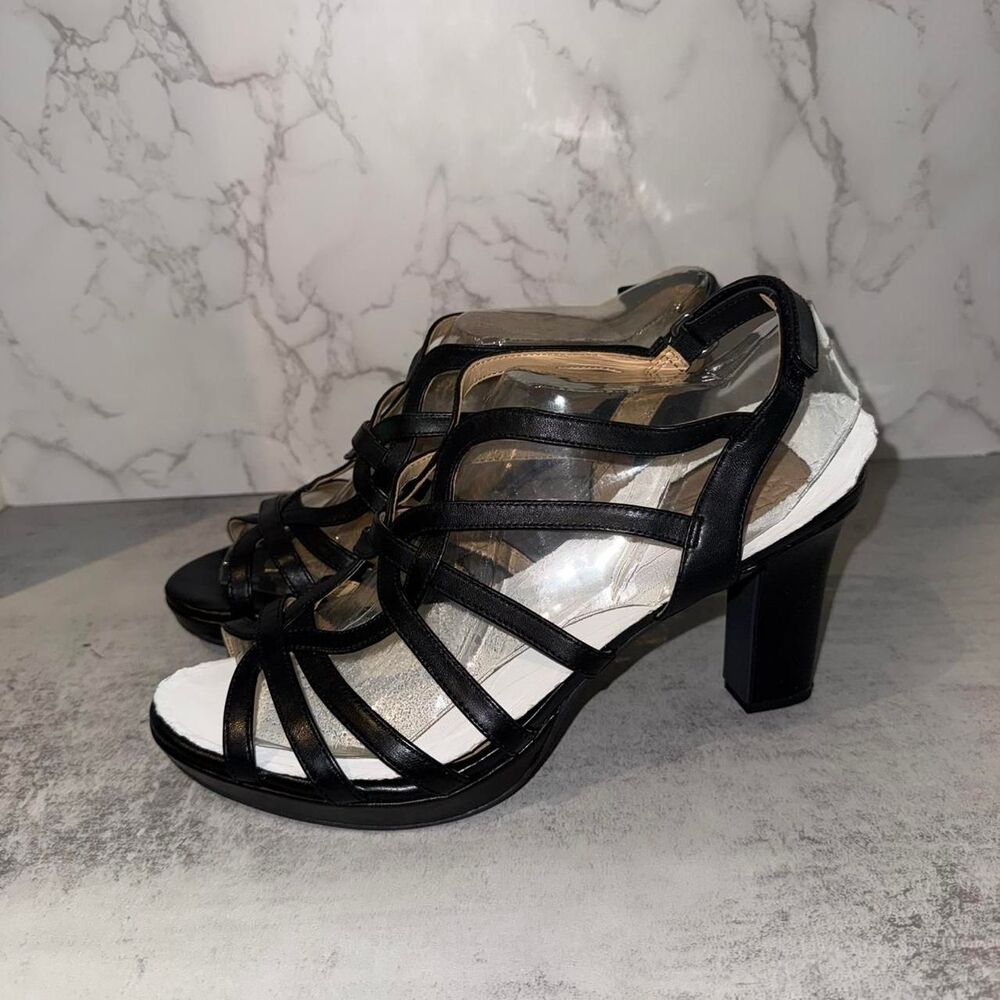 Naturalizer Leather Strappy Heels Sandals 10W Flora